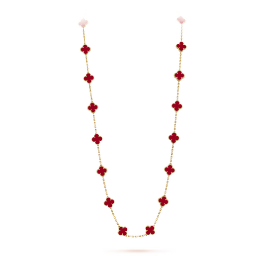 FLORAL CLOVER NECKLACE 20 MOTIFS - RED