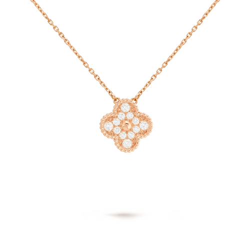 FORTUNE CLOVER NECKLACE | CUBIC ZIRCONIA/ROSE GOLD