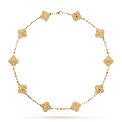 FLORAL CLOVER NECKLACE 10 MOTIFS - GOLD