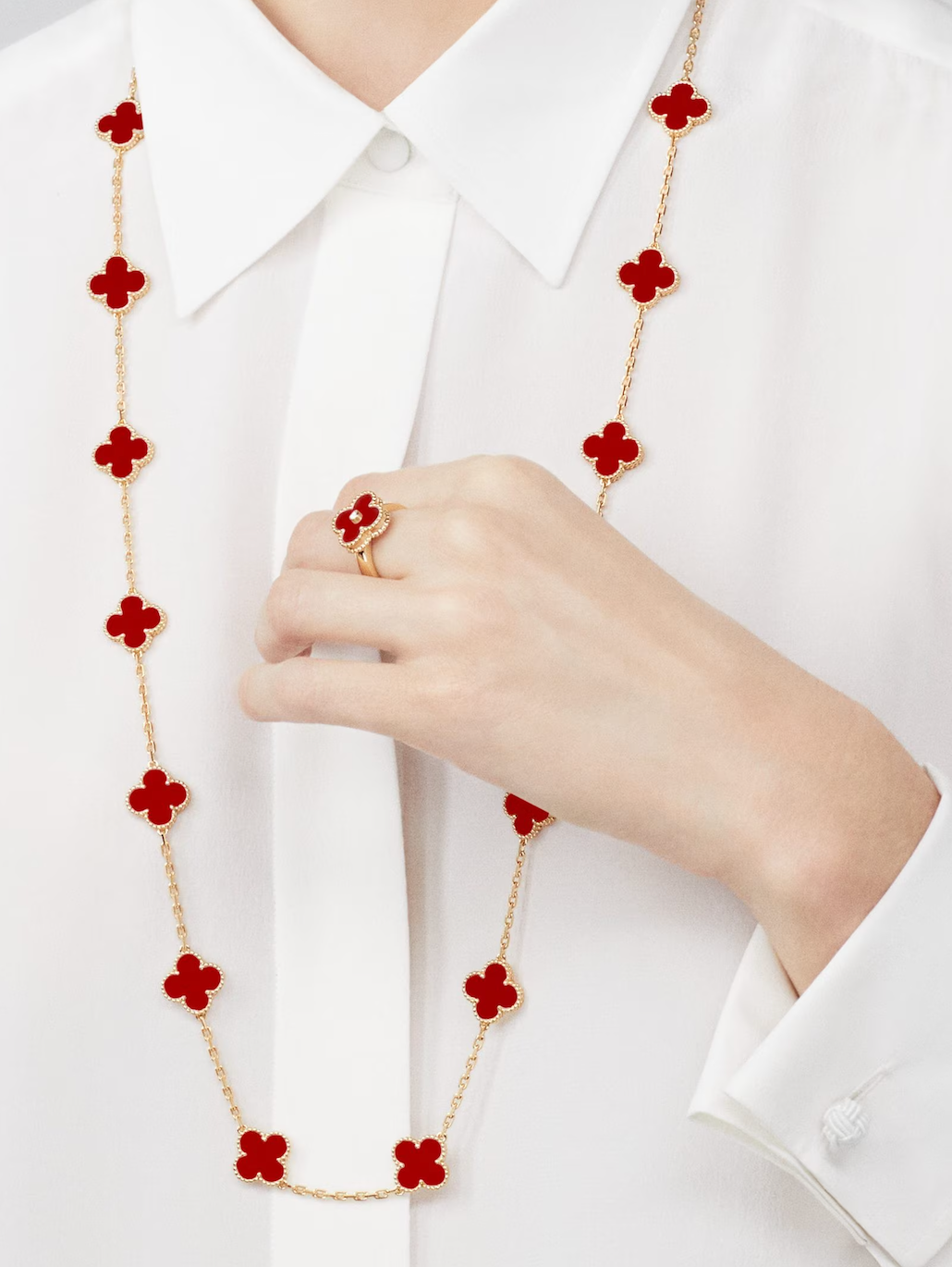 FLORAL CLOVER NECKLACE 20 MOTIFS - RED