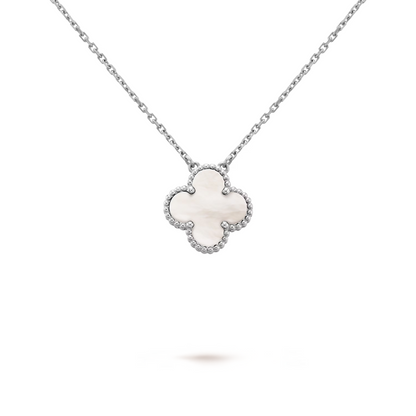 FORTUNE CLOVER NECKLACE | WHITE/SILVER