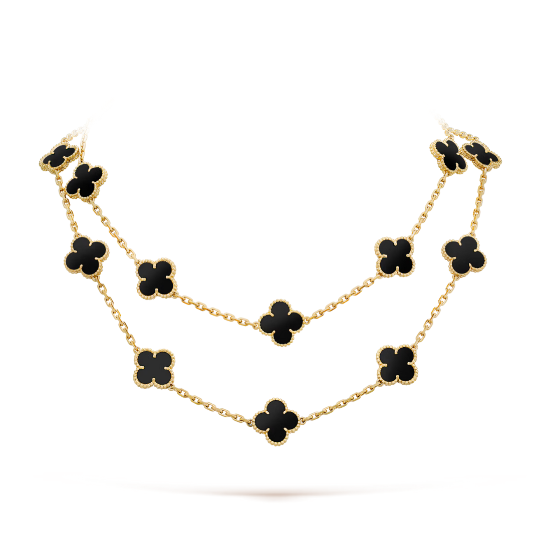 FLORAL CLOVER NECKLACE 20 MOTIFS - BLACK