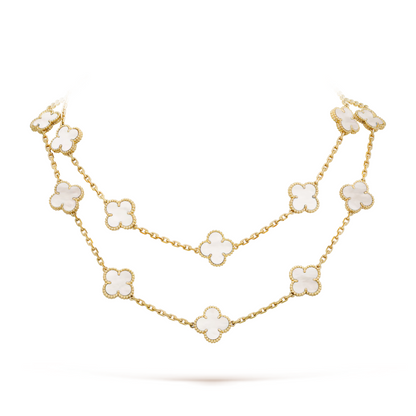 FLORAL CLOVER NECKLACE 20 MOTIFS - WHITE/GOLD