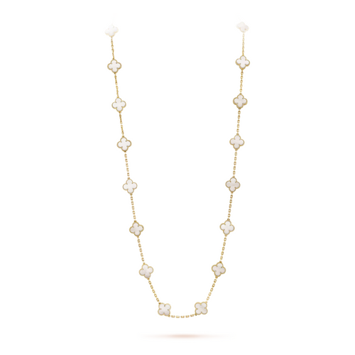 FLORAL CLOVER NECKLACE 20 MOTIFS - WHITE/GOLD