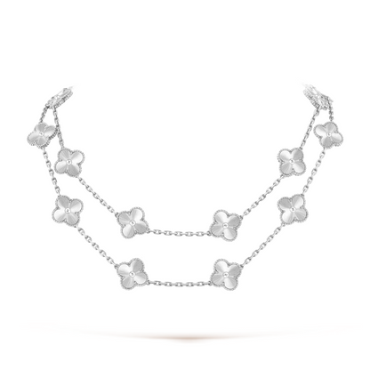 FLORAL CLOVER NECKLACE 20 MOTIFS - SILVER