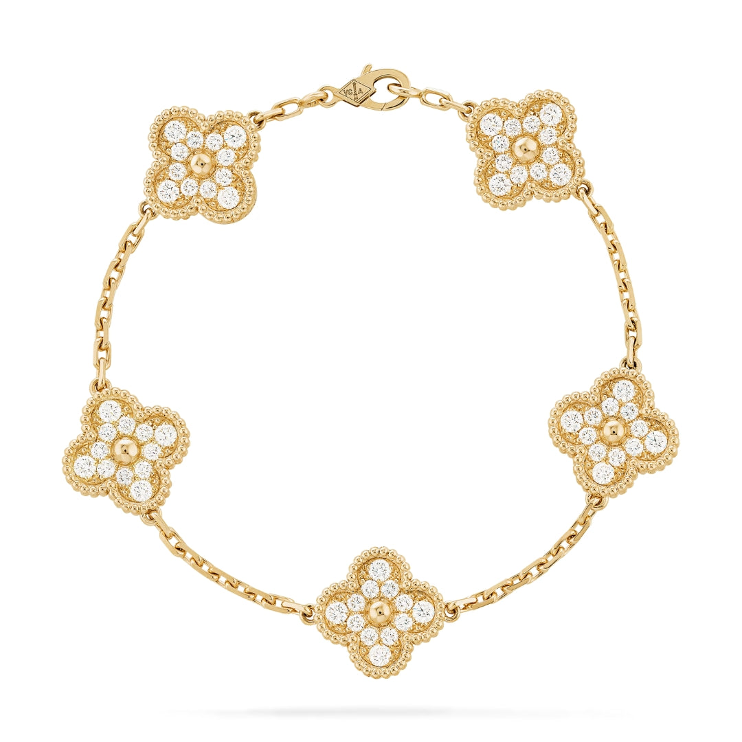FORTUNE CLOVER BRACELET | CUBIC ZIRCONIA GOLD